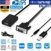 VGA to HD IN & HD OUT Converter Adapter HD 1080P Video Audio Cable Adapter w/ USB 3.5mm Plug For HDTV TV Projector Laptop