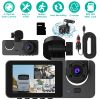 3 Channel Dash Cam Front Inside Rear Vehicle Driving Recorder Car DVR with 32G MMC Card G Sensor Motion Detection Parking Monitor Loop Recording