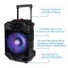 Wireless Party Speaker 12in Woofer Bass Party Speaker w/ Cordless Microphone FM Radio USB Reading MMC Car Slot Aux-In Flashing LED Colorful Lights