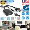 VGA to HD IN & HD OUT Converter Adapter HD 1080P Video Audio Cable Adapter w/ USB 3.5mm Plug For HDTV TV Projector Laptop