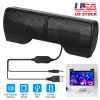 Clip-On Computer Sound Bar Portable USB Stereo Mini Wired Speaker w/ Volume Control 3.5mm Jack For Desktop Computer Laptop Notebook PC Tablets Plug An