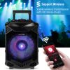 Wireless Party Speaker 12in Woofer Bass Party Speaker w/ Cordless Microphone FM Radio USB Reading MMC Car Slot Aux-In Flashing LED Colorful Lights