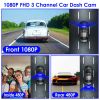 1080P FHD 3 Channel WiFi Dash Cam 170° Wide Angle Triple Car Camera With IR Night G-Sensor Motion Detection Loop Recording App Control Support 128G Ma