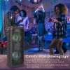 Portable Wireless Party Speaker RGB Colorful Lights DJ PA System with TWS Function FM Radio USB MMC Card Reading Aux In Recording Function Mic Priorit
