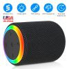 Portable Wireless Speaker Outdoor Party Speaker Mini Waterproof Speaker with 7 RGB Lights Support Calling TWS AUX In MMC Card Input