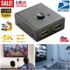 HD IN & HD OUT Bi-directional Switch Adapter 1x2 or 2x1 4K HDTV Splitter Converter Hub Manual Switcher Supports HD 3D 1080P for DVD HDTV Projector Dis