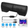 Clip-On Computer Sound Bar Portable USB Stereo Mini Wired Speaker w/ Volume Control 3.5mm Jack For Desktop Computer Laptop Notebook PC Tablets Plug An