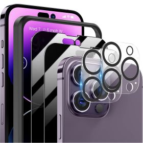 2Pcs Privacy Screen Protectors And 2Pcs Camera Lens Tempered Glass Screen Film Full Coverage Screen Protector Fit for IOS Phone 14/14Plus/14Pro/14Pro (Option: ProtectorSet 12Max)