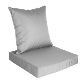Outdoor Seat Cushion Set Waterproof Patio Furniture Cushion and Back Pillow Fade Resistant Deep Seat Set Chair Pad with Removable Cover for Chair Sofa (Option: SeatCushion SilverGrey)
