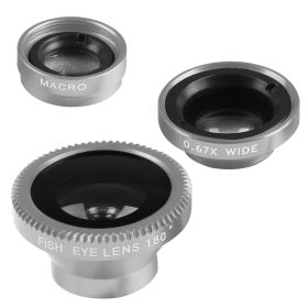 Phone Camera Lens Kit Magnetic 180°Fisheye Lens 0.67xWide Angle 10X Macro Lens for iPhone X /8/7/6s Samsung Galaxy S10/S9 (Option: Tool3PCSLensKit Silver)