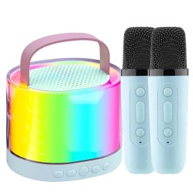 Mini Karaoke Machine With 2 Wireless Microphones Portable Karaoke Set for Kids Adults with RGB Lights Magic Sounds Echo Effect Gift for Boys Girls (Option: KaraokeMachine Blue)