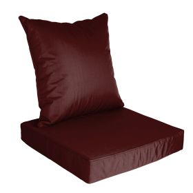 Outdoor Seat Cushion Set Waterproof Patio Furniture Cushion and Back Pillow Fade Resistant Deep Seat Set Chair Pad with Removable Cover for Chair Sofa (Option: SeatCushion JujubeRed)