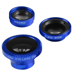 Phone Camera Lens Kit Magnetic 180°Fisheye Lens 0.67xWide Angle 10X Macro Lens for iPhone X /8/7/6s Samsung Galaxy S10/S9 (Option: Tool3PCSLensKit Blue)