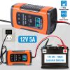 Car Battery Charger 12V 5A LCD Intelligent Auto Motorcycle Boat ATV Recover Pulse Repair
