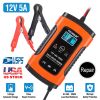 Car Battery Charger 12V 5A LCD Intelligent Auto Motorcycle Boat ATV Recover Pulse Repair