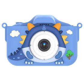 Dinosaur Kids Selfie Camera Cartoon Camera 48MP 1080P HD Digital Camera with Cartoon Case Card Reader 32G MMC Card for Boys Girls Aged 6+ Years Old (Option: KidsCamera Blue)