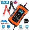 Car Battery Charger 12V 5A LCD Intelligent Auto Motorcycle Boat ATV Recover Pulse Repair