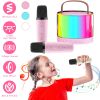 Mini Karaoke Machine With 2 Wireless Microphones Portable Karaoke Set for Kids Adults with RGB Lights Magic Sounds Echo Effect Gift for Boys Girls