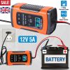 Car Battery Charger 12V 5A LCD Intelligent Auto Motorcycle Boat ATV Recover Pulse Repair